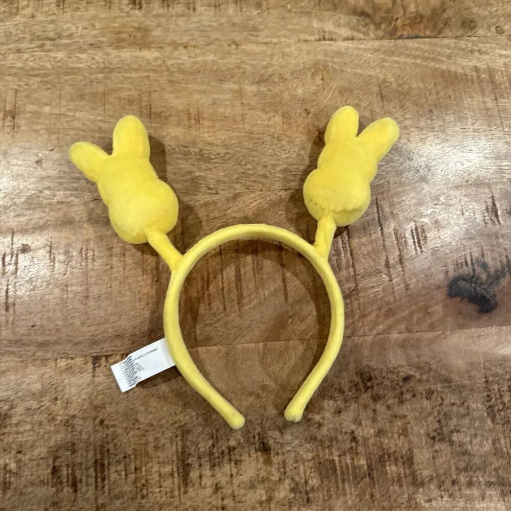 Peeps Soft Plush Yellow & Blue Cute Marshmallow Bunny Headband Easter Tie